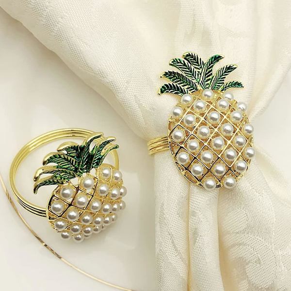 6 st ananas servettring i legering för hem, kök, bröllop, bankett, fest, julmiddagsdekoration