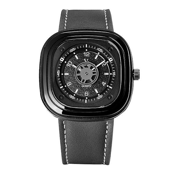 Herrmode Square Head Watch V6 Personlighet Biker Trend Ungdom Watch V0291Grå