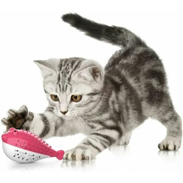 Cat Dental Toy, Silikon Cat Toy, Molar Chew Toy, Kitten Toy, Catnip Tandborste, Fish Shape Interactive Toy, Tandhygien för katter (rosa)