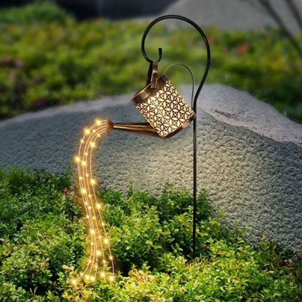 STK Solar Metal Trädgårdslampor 80cm LED Solar Light Vattenkanna Dekorativ Kan Vattenfall Trädgård Utomhuslampa Fairy Lights