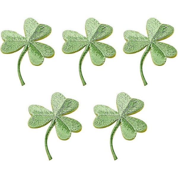 5 st irländska fyrklöver broderimönster St. Patrick japansk stil lyckobringande fyrklöver och järnsömnadsstil 1