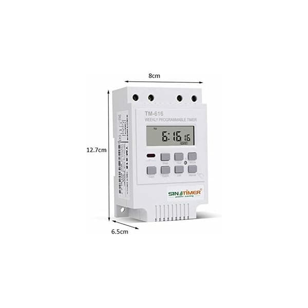 1x TM616 Reläbrytare Programmerare 12V Schemalagd Elektrisk Veckovis Digital Timer med LCD Digital Display - Vit