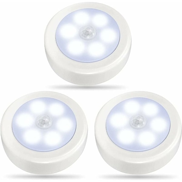 Pakke LED-bevægelsessensorlys Indendørs skabsbelysning Batteridrevet natlys Trådløs væglampe til trapper Entre Garageentré (kølig hvid)