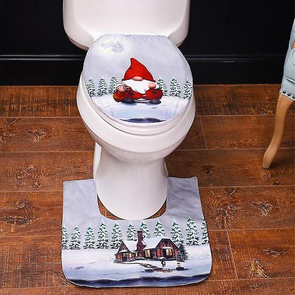 Jultomte Dekoration Toalettlock och Matta Kombination