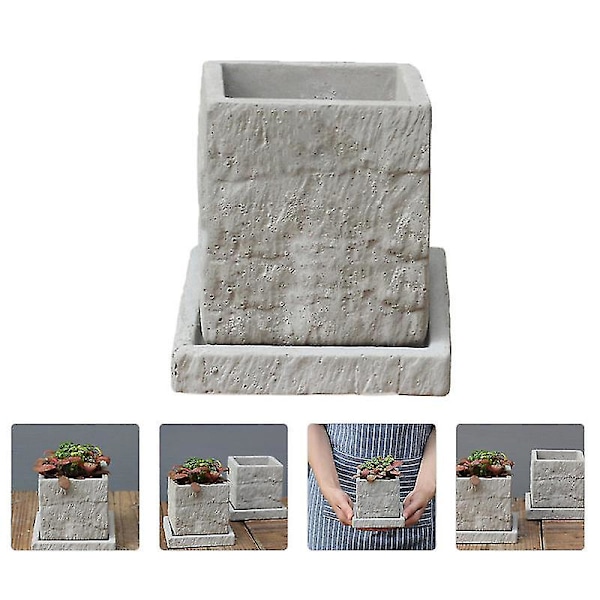 1 set Cement Blomkruka Med Bricka