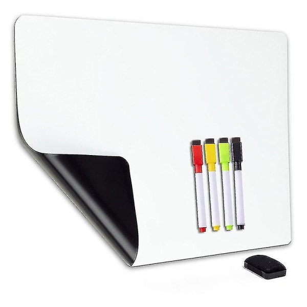 Magnetic Dry Erase Whiteboard-ark med 4 markörer