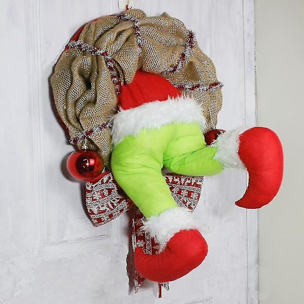 Grinch-krans, julgirlang, som Grinchen julgransdekorationer i säckväv