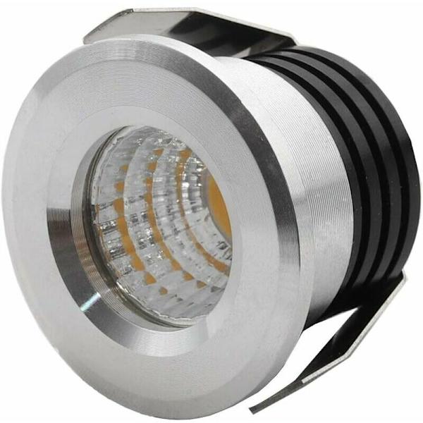 Mini LED-infälld spotlight, 3 W, varmvit? , för belysning av skyltfönster, inomhusstationer, gipsskivor, med transformator (silver)
