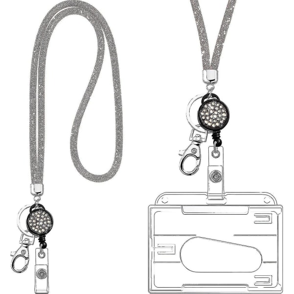 Kristallband med metallspänne och nyckelring, strasshalsband för kvinnor, ID och nyckelband