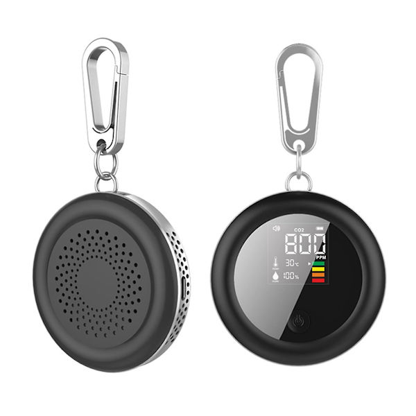 3 i 1 Mini CO2-detektor Koldioxiddetektor Luftkvalitetsmonitor Meteroa Yo（Svart）