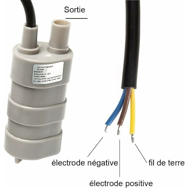Sukeltava vesipumppu, 12V sukelluspumppu, 600L/H Mini sähköinen vesipumppu suihkulähdepumppu asuntoautoon, lampi, akvaario, akvaarion suihkulähde