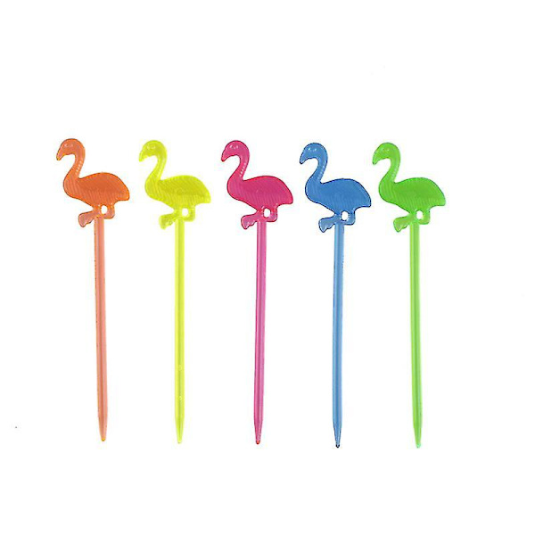 50 st Flamingo matpinnar Buffé Tårta Fruktgafflar Fest Tårta Dessert Dekor
