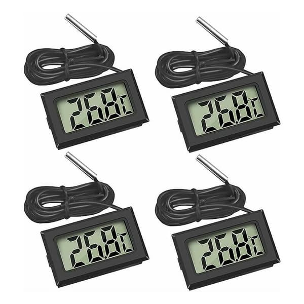 4st Mini Digital LCD Termometer Temperatur med Temperatursond Sensor Testare för Kylskåp Frysar Akvarium (Svart)