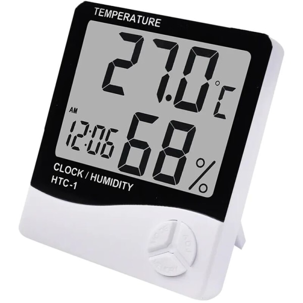 Digitalt termometer Hygrometer Alarm Indendørs ur Temperatur Hygrometer Aflæsning af temperaturaflæsninger Celsius Fahrenheit Retoo