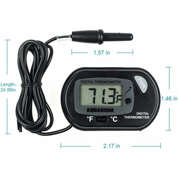 LCD Digital Akvarietermometer Fisk Tank Vatten Terrarium Temperatur - Svart