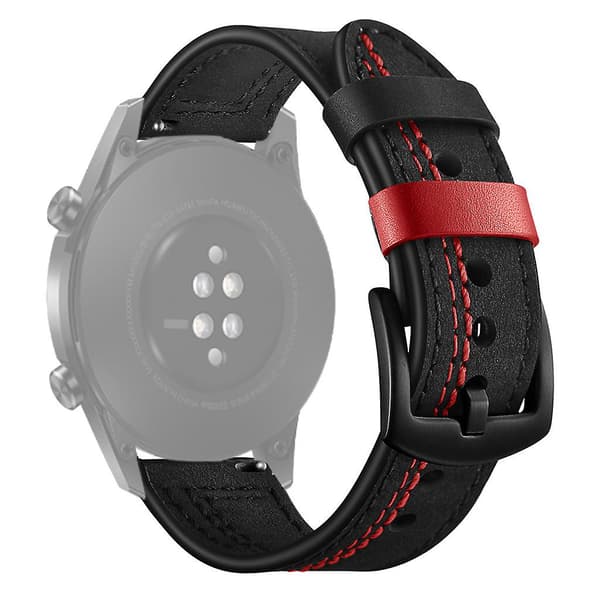 För Huawei Gt2 Sidolinje Stil Läderrem 42mm Svart