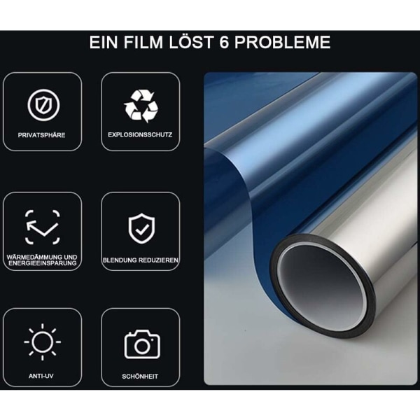 Enkelriktad fönsterfilm solskyddsfilm anti-UV anti-värme anti-bländning fönsterfilm 40×200cm