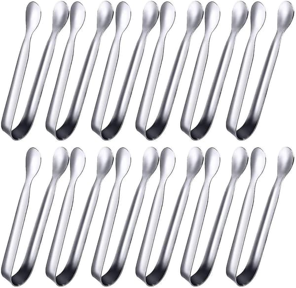 12-pack minitänger sockertänger istänger små serveringstänger i rostfritt stål