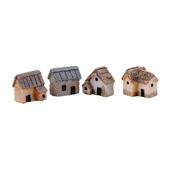 4 st miniatyrträdgårdslandskap mikrobyhus miniatyrhus halmhyddor DIY slumpmässig färg