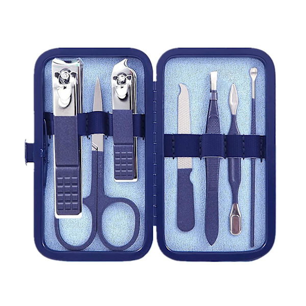 Manikyrset för Män Nagelklippare Set 8-i-1 Rostfritt Stål Nagelklippare Kit Personlig Vård Verktyg Med Bärbar Reseväska Pedikyr Verktyg Män Grooming Kit
