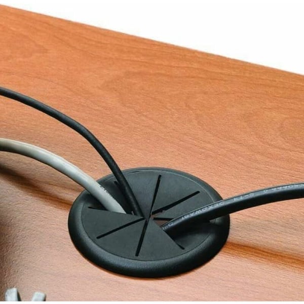 4 stk Kabeltrådsdæksel Bord Kabelgennemføring Skrivebordsbord Rundt kabeldæksel til kontormøbler Bord Computerbord Sort