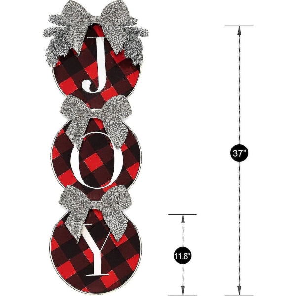 Juldekorationer - Joy-skylt - Buffalo Check Plaid-krans för ytterdörren - R