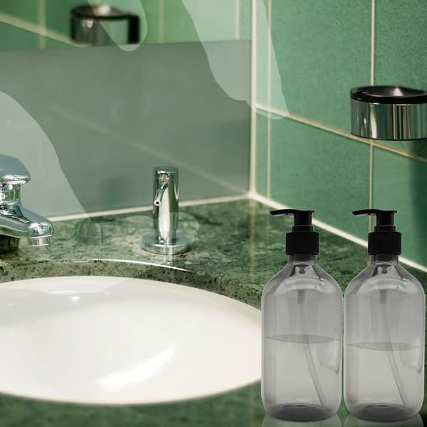 Styck 500 ml Tvåldispenser Tomma Plastflaskor med Pump Påfyllningsbara för Eteriska Oljor, Lotioner, Schampo, Balsam (Grå)