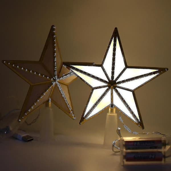 Christmas Tree Topper Plast Star Led Light USB Powered Treetop Lamp Yo