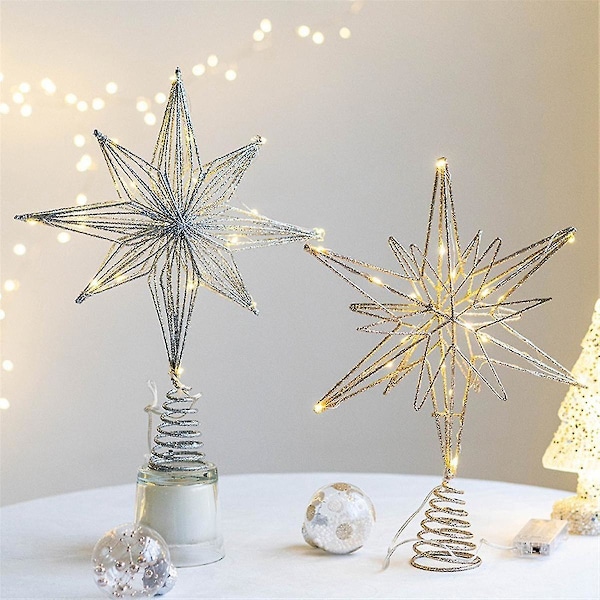 Julgransstjärna LED-lampa Hem Juldekorationer För Granprydnader Åttauddig St