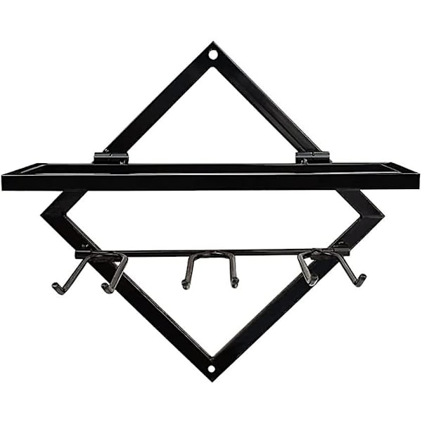 Metallväggmonterat vinställ Glasställ, hopfällbart hängande rödvinsställ Organizer med 3 stjälkglashållare, Vinflaska Display Hanger