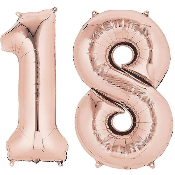 40" 18-årsdag dekorativ folieballongset roséguld