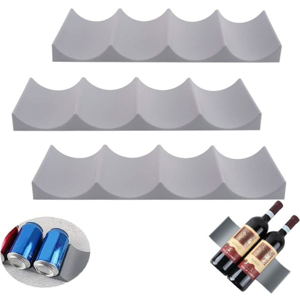 3 stk plastik vinreol europæisk stil skridsikker vinreol Øldåseorganisator Stabelbar flaskeholder til køkken Køleskab Restaurant Bar (grå)