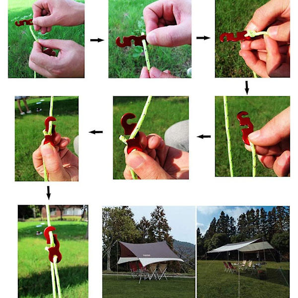 10 st utomhus camping vandring aluminiumlegering tältadjusterare (blå) 4,3x1,2cm