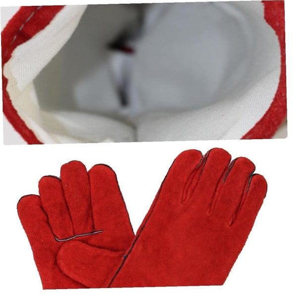 Svetshandskar i läder Värme- och brandbeständiga förtjockade dubbellagers handskar av kohud för män och kvinnor 2 par