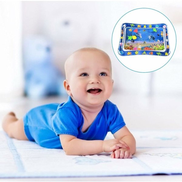 Uppblåsbar vattenmatta för baby , lekmatta för mage Sensorisk leksak Baby Vattentät PVC uppblåsbar lekmatta Stimulerar ditt barns tillväxt