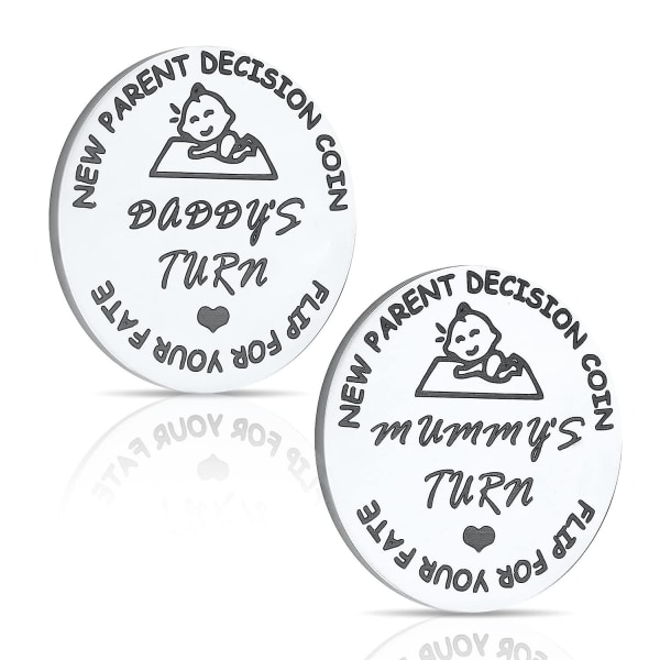 Dubbelsidigt Decision Coin Baby Decision Coin för nyblivna föräldrar, föräldrapresenter, baby