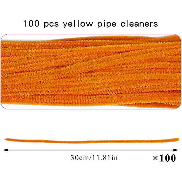 100 kpl Piipunpuhdistajia Chenille-varsia, Yksiväriset Piipunpuhdistajat Sarja Piipunpuhdistajien DIY-taiteen ja käsityötarvikkeiden koristeluun, Chenille-varret Piipunpuhdistajat (ora