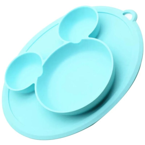 Silicone Baby Plate, Non-Slip Divided Children's Plate, Baby Plate, Toddler Plate, BPA Free (Blue)