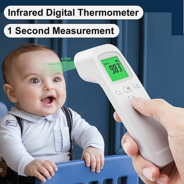 Erittäin tarkka infrapunalämpömittari Tarkka digitaalinen kontaktiton kuumelämpömittari Otsalämpömittari aikuisten ja baby LED korkea kirkkaus 1 kpl