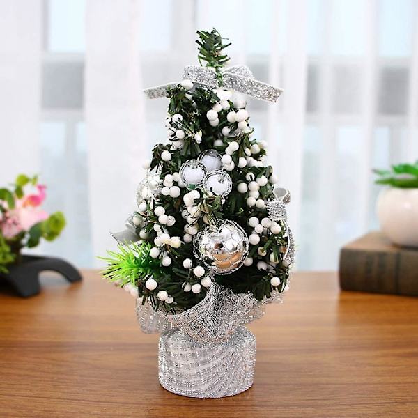 20cm Miniatyr Julgran - Konstgjord Mini Julgran För Bordsdekoration (silver)