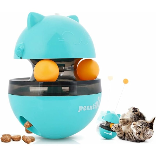 Lycklig katt husdjur katt leksak rymning mat boll katt leksak självläkande trackball och roliga katt tillbehör katt leksak tumbler, blå