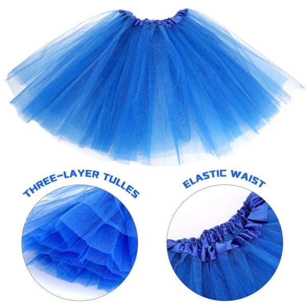 2x vuxen tutu tyll kjol underkjol balett kjol balett tutu kjol flerlagers karneval kostymer kvinnor (blå)