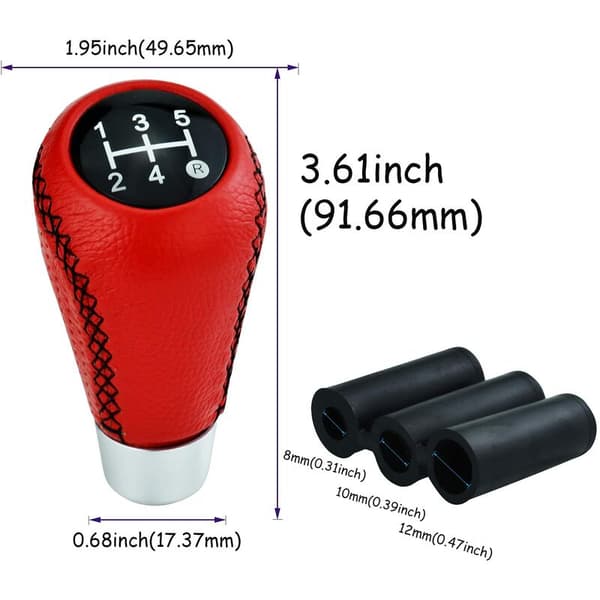 Bilskiftegreb i læder, manuelt 5-trins gearstang, 8mm 10mm 12mm diameter