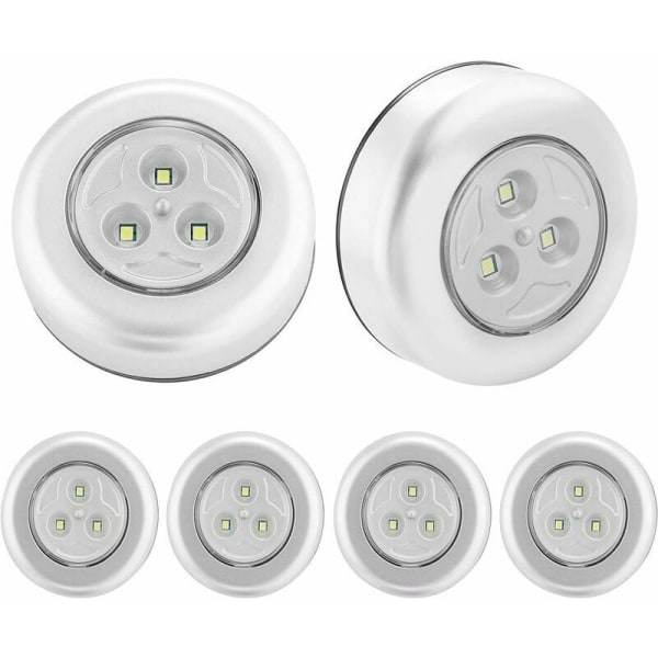 6er-Pack 3 batteriebetriebene, selbstklebende LED-Nachtlichter för Schrank/Schrank/Regal/Eingangsbereich/Küche/Gang