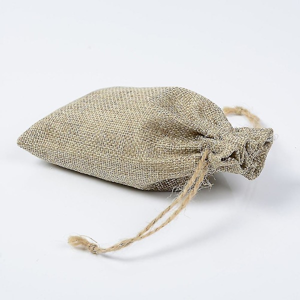 10 st linnedrastringpåse dragsnörepåse förvaringsförpackningspåse presentpåsar (8 X 11 cm)
