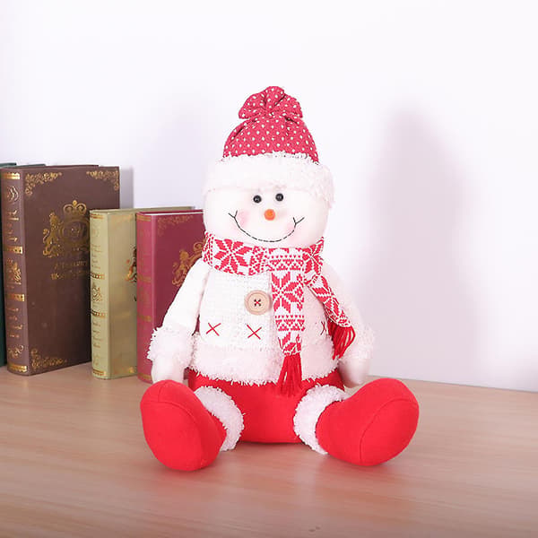 Jul Röd Och Vit Sittande Docka Kort Ben Jultomten Snögubbe Dekor Present（A）