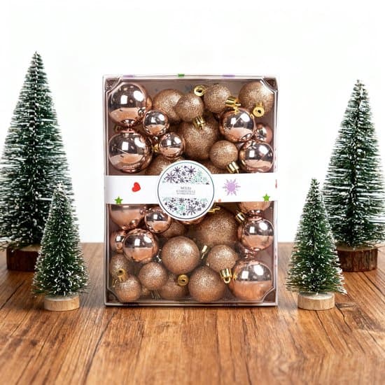 42 stk juletrekuler - flere størrelser og utseender - 3 cm - 4 cm - 5 cm - blanke kuler og glitterkuler egnet for juletredekorasjon roze XXS