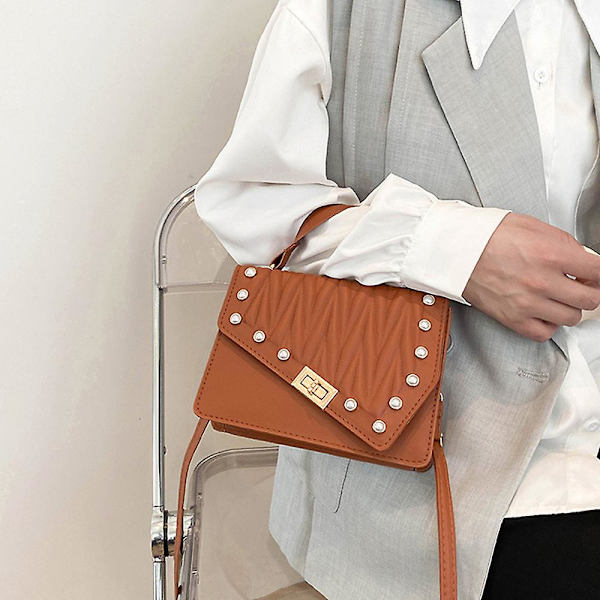 Crossbody-väska - axelväska, liten fyrkantig handväska med modekedja, handväska för kvällskopplingar