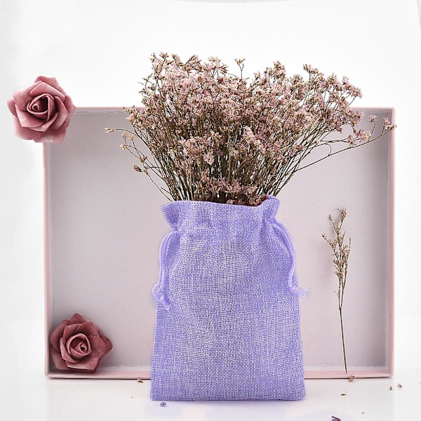 Dragsnöre Naturlig Jutesäck Graduation Display Bröllop Sachet Logotyp Presentpåse 30 Stycken
