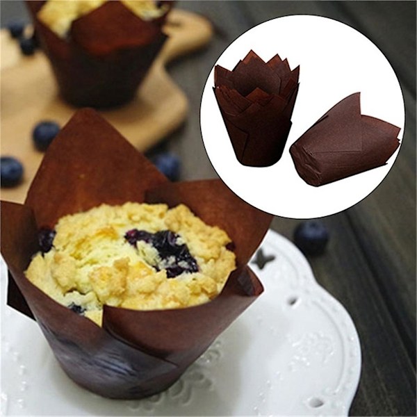 50 st högtemperaturbeständiga tårtpapperskoppar tulpanmuffins bakfodral